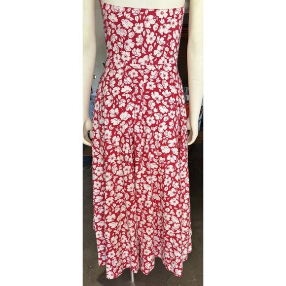 Laura Ashley Red Floral Halter Dress Vtg Sz 8 Cottage Core Garden Tea Party - Picture 7 of 16